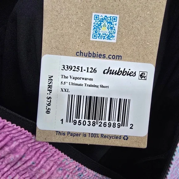 Chubbies The Vaporwaves Training Shorts Mens XXL Pink Purple 5.5" 2-in-1 Lined - Picture 7 of 10